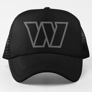 NEW Washington Commanders Tonal W Logo Foam Trucker Mesh Snapback Hat BLACKOUT